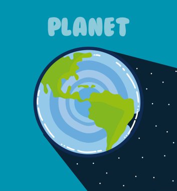 Dünya milkyway gezegen renkli karikatür vektör çizim grafik tasarım