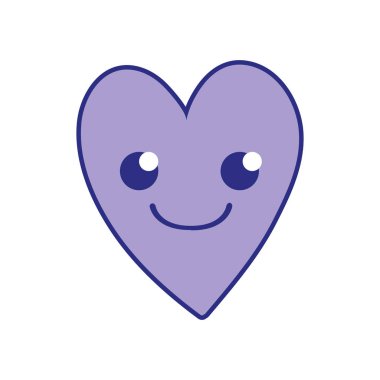 tam renkli güzel gülümseme kalp kawaii karikatür vektör çizim