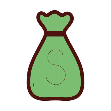 çizgi rengi çanta Doları para sembol para birimi vektör çizim ile