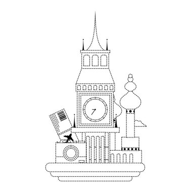 noktalı şekil big Ben'e ve Moskova tatil yolculuk vektör çizim