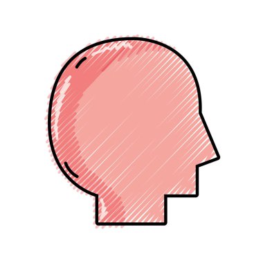 siluet adam baş beyaz arka plan vektör çizim rendelenmiş