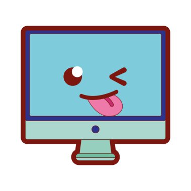 çizgi rengi komik bilgisayar ekran kawaii karikatür vektör çizim