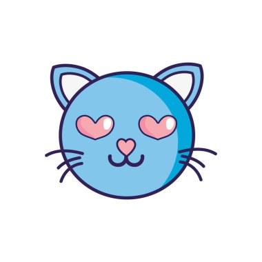 aşık kedi baş sevimli hayvan vektör çizim