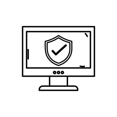 satır kalkan güvenlik koruma bilgisayar teknoloji vektör çizim içinde