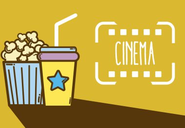 Sinema şirin öğeleri tasarım renkli arka plan vektör çizim grafik tasarım üzerinde çizgi film