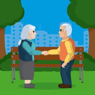 Şirin dedesi çift park vektör çizim grafik tasarımı üzerinde