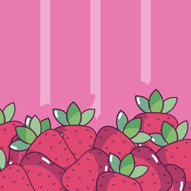 Renkli arka plan üzerinde çilek illüstrasyon grafik tasarım vektör