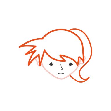 renkli avatar kız kafa kuyruk saç vektör çizim ile