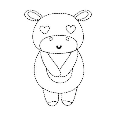 vahşi hayvan vektör çizim şekli şirin ve gönül su aygırı noktalı