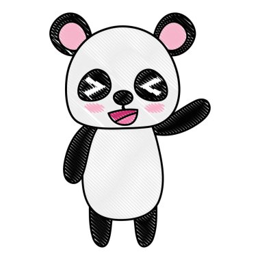 rendelenmiş şirin ve neşeli panda vahşi hayvan vektör çizim