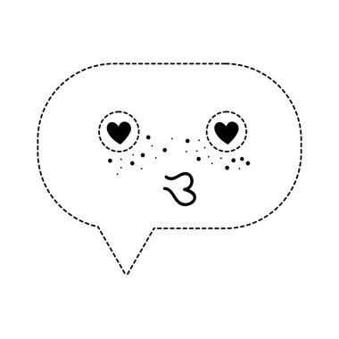 noktalı şekil sohbet kabarcık öpücük kawaii karikatür vektör çizim âşık