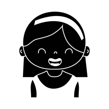 kontur gülümseme mutlu kız saç modeli ve kafa bandı tasarımı vektör çizim ile