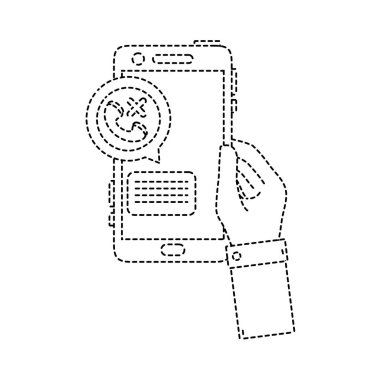 noktalı şekli el smartphone ve kayıp arama mesaj vektör çizim