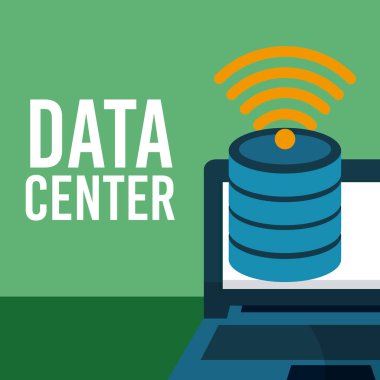 Veri merkezi fron dizüstü vektör çizim grafik tasarım