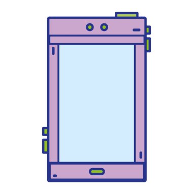 Arama ve iletişim teknoloji vektör çizim konuşmak için renk smartphone tam