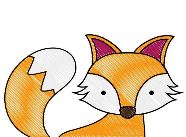 Çok Güzel Fox Vahşi Hayvan Orman Vektör Çizim Rendelenmiş — Stok Vektör