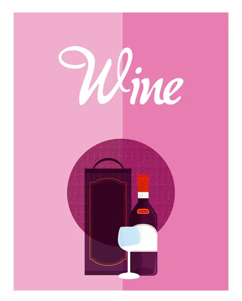 Wine Menu Cover Bottle Cup Vector Illustration Graphic Design — Stock Vector