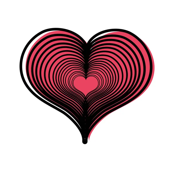 Color Heart Love Engraving Design Decoration Vector Illustration — Stock Vector