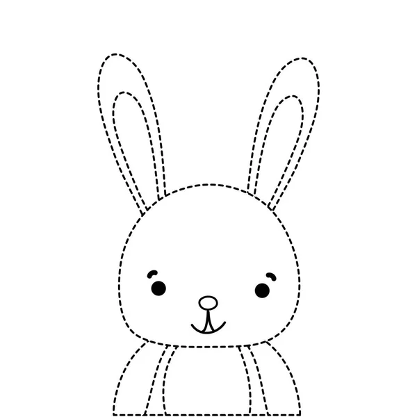 Dotted Shape Adorable Happy Rabbit Wild Animal Vector Illustration — Stock Vector