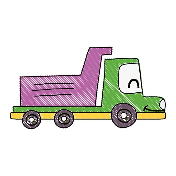 Illustration Vectorielle Industrie Des Camions Benne Basculante Sourire Kawaii Râpé — Image vectorielle