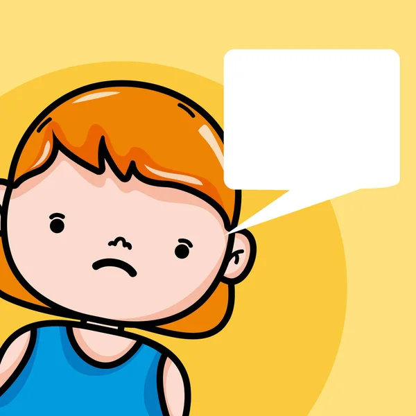 Sad Girl Blank Bubble Speech Vector Illustration Graphic Design — Stock Vector