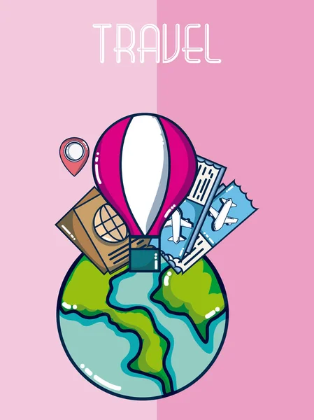 Voyage Vacances Travers Monde Illustration Vectorielle Graphisme — Image vectorielle