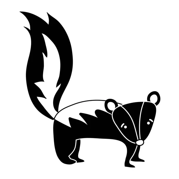 Silhouette Mignonne Triste Mouffette Animal Sauvage Vecteur Illustration — Image vectorielle