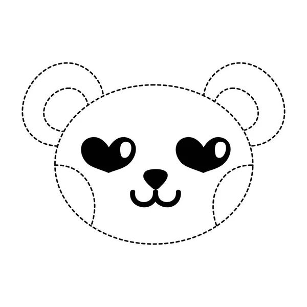 点線の形に夢中にクマの頭のかわいい動物のベクトル図 — ストックベクタ