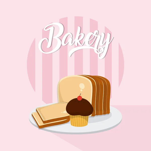 Delicious Bakery Bread Desserts Delicious Fresh Bakery Dish Vector Illustration — Stock Vector