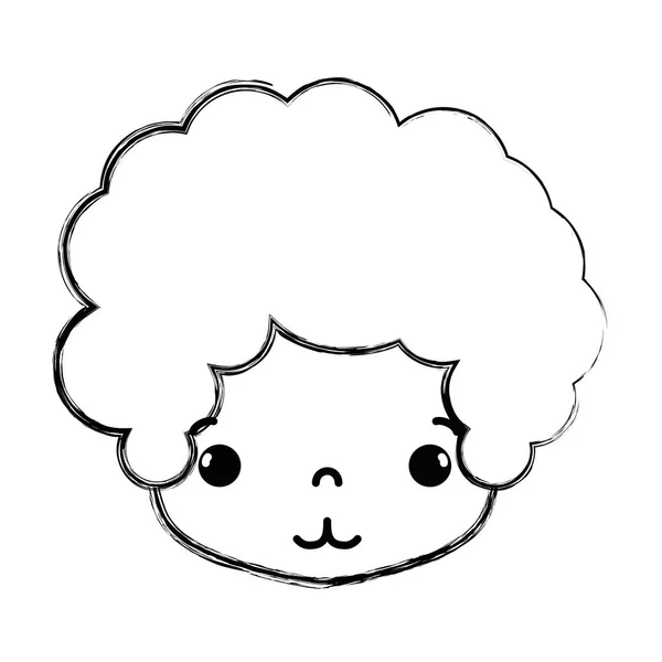 Figure Tête Garçon Avec Des Cheveux Bouclés Illustration Vectorielle Visage — Image vectorielle