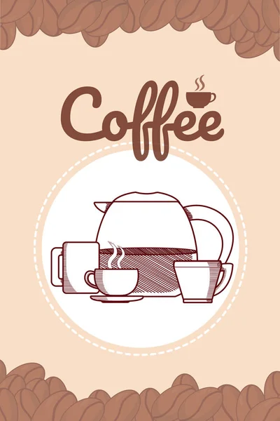 Dessin Main Illustration Vectorielle Carte Café Design Graphique — Image vectorielle