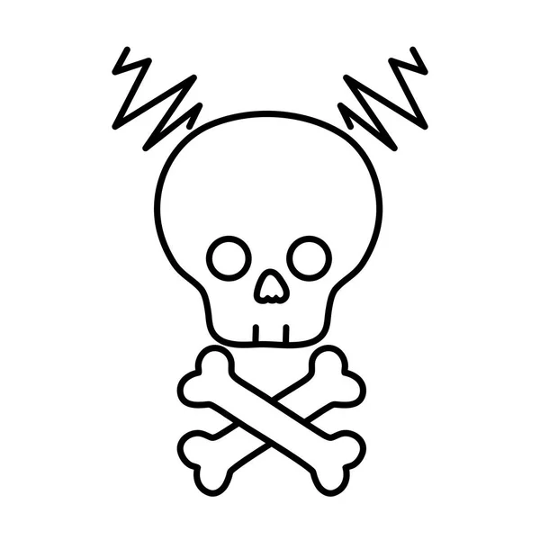 Linienschädel Mit Knochen Symbol Zum Totenvektor Tragen — Stockvektor