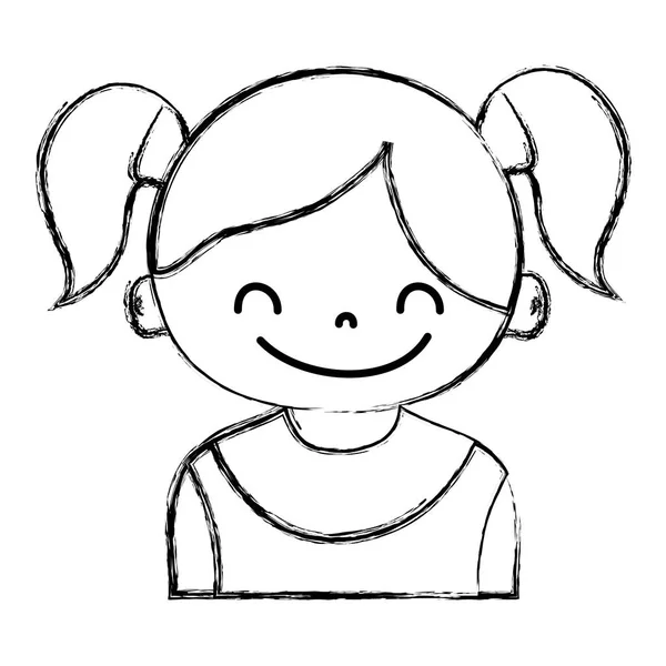Figur Mädchen Mit Zwei Schwänzen Haardesign Vektor Illustration — Stockvektor