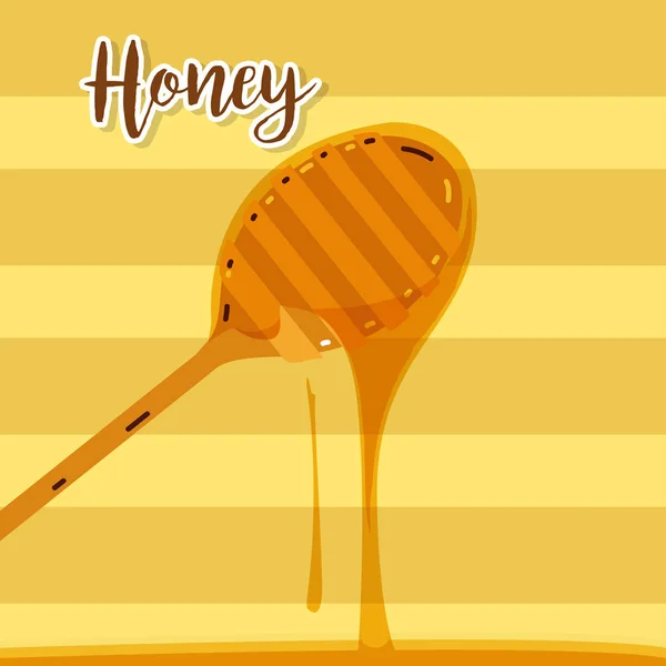 Zoete Honing Kaart Met Stick Vector Illustratie Grafisch Ontwerp — Stockvector