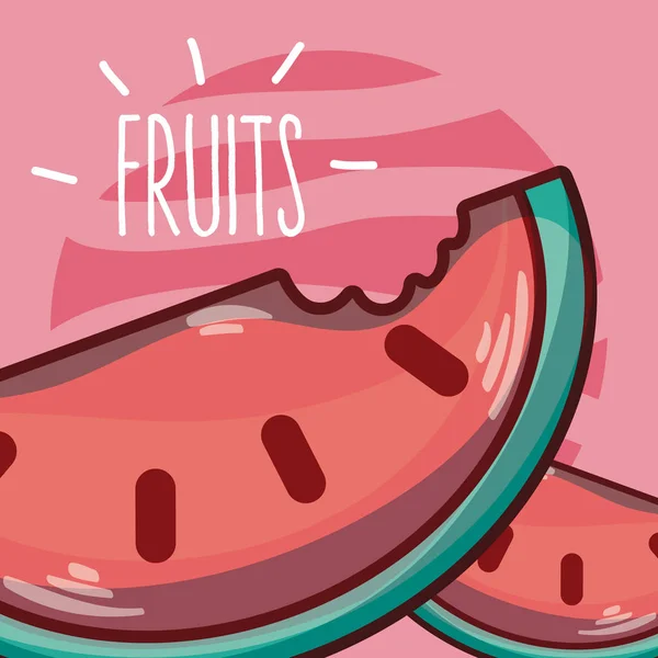 Wassermelonen Früchte Cartoon Vektor Illustration Grafik Design — Stockvektor