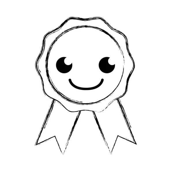Obrázek Šťastný Roztomilé Medaile Cenu Kawaii Vektorové Ilustrace — Stockový vektor