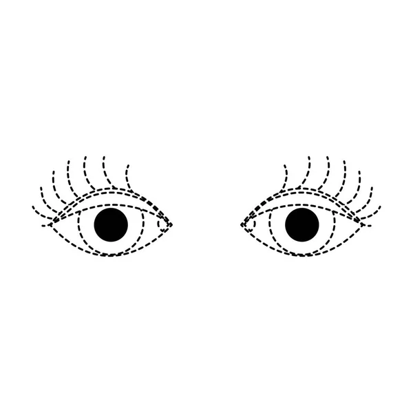 Gepunktete Form Vision Augen Mit Wimpern Stil Design Vektor Illustration — Stockvektor