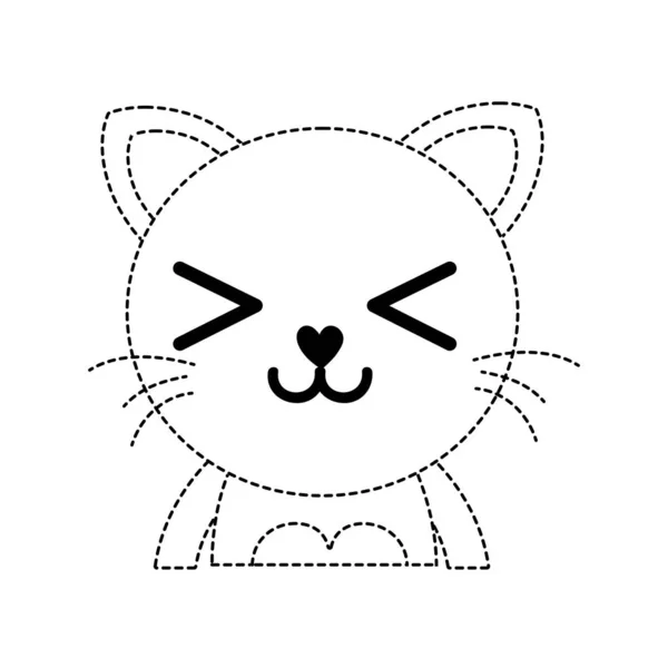 Gepunktete Form Glücklich Katze Liebenswert Katze Tier Vektor Illustration — Stockvektor