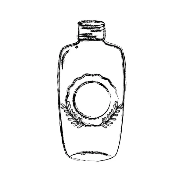 Grunge Lång Mason Jar Med Klistermärke Och Grenar Vektor Illustration — Stock vektor