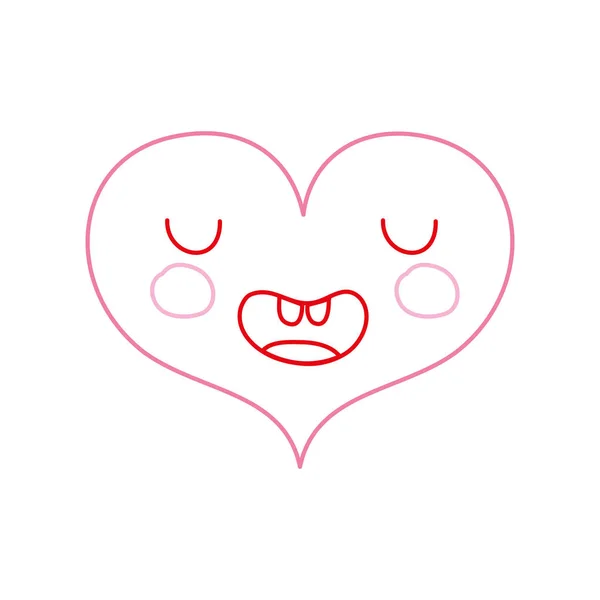 Linha Cores Coração Engraçado Kawaii Com Expressão Facial Vetor Ilustração —  Vetores de Stock