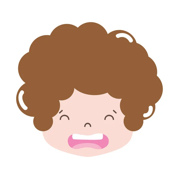 Полноцветная Голова Мальчика Вьющимися Волосами Отвратительной Векторной Иллюстрацией Лица — стоковый вектор