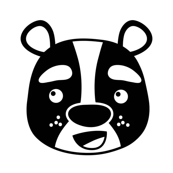 Silhouet Happy Bear Hoofd Wild Dier Vectorillustratie — Stockvector