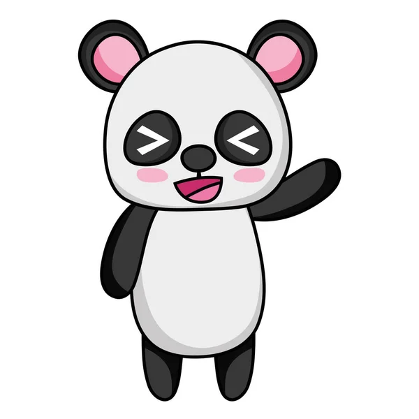 Roztomilá Veselá Panda Divokých Zvířat Vektorové Ilustrace — Stockový vektor