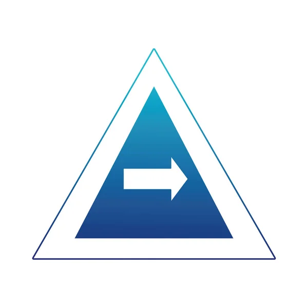 Голубой Силуэт Треугольник Предупреждение Уведомления Поворотом Правый Знак Вектор Иллюстрация — стоковый вектор