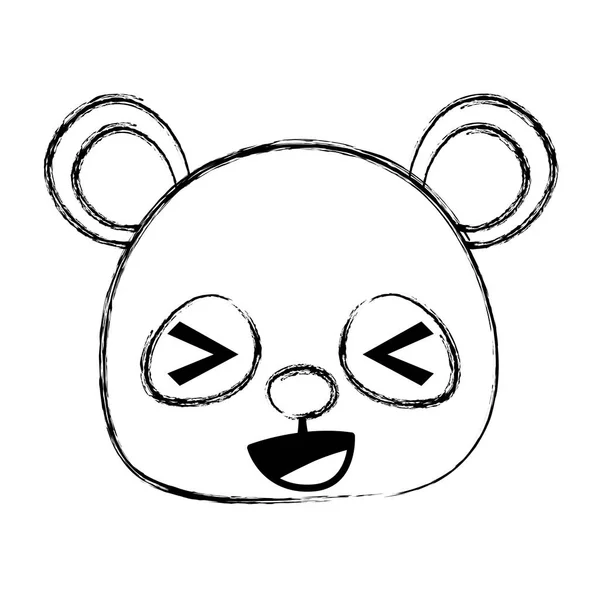Grunge Cheerful Panda Head Wild Animal Vector Illustration — Stock Vector