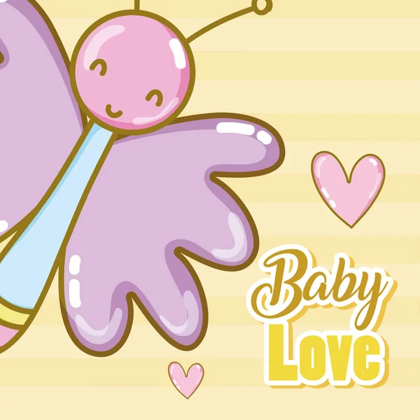 Baby Love Tecknat Med Vacker Fjäril Vektor Illustration Design — Stock vektor