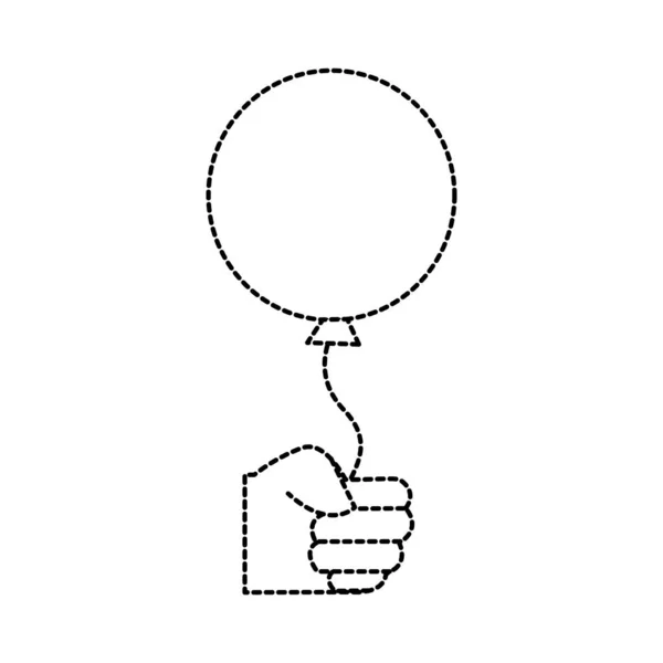 Gepunktete Form Hand Mit Ballon Party Feier Dekoration Vektor Illustration — Stockvektor