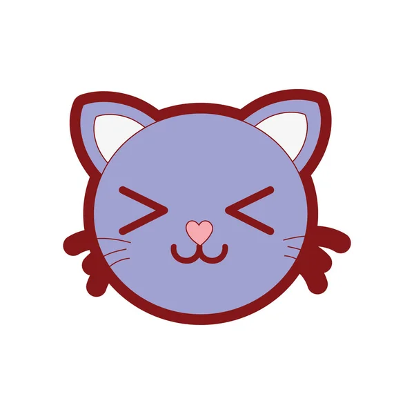 Ilustracja Linia Kolor Uśmiech Kot Głowy Wektor Zwierzę Ładny — Wektor stockowy