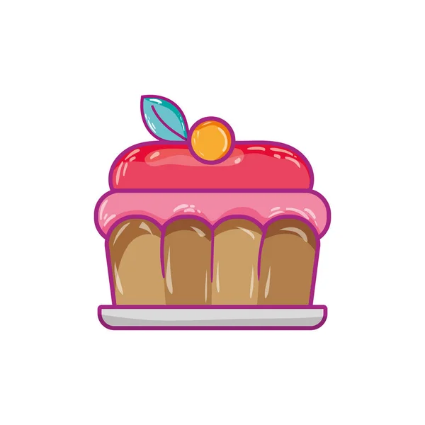 Delicioso Pastel Dulce Postre Comida Vector Ilustración — Archivo Imágenes Vectoriales