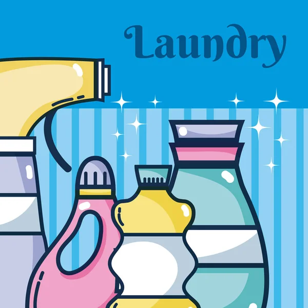 Detergent Bottles Laundry Vector Illustration Graphic Design — Stock Vector